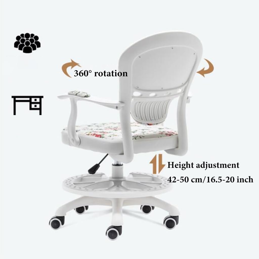 GIZNXBA Children Task Chair Kids Desk Chair Lumbar Mid Back Adjustable Height Study Computer Chair with Casters, Swivel Armrest Chair for Home Office, School (Color : A)