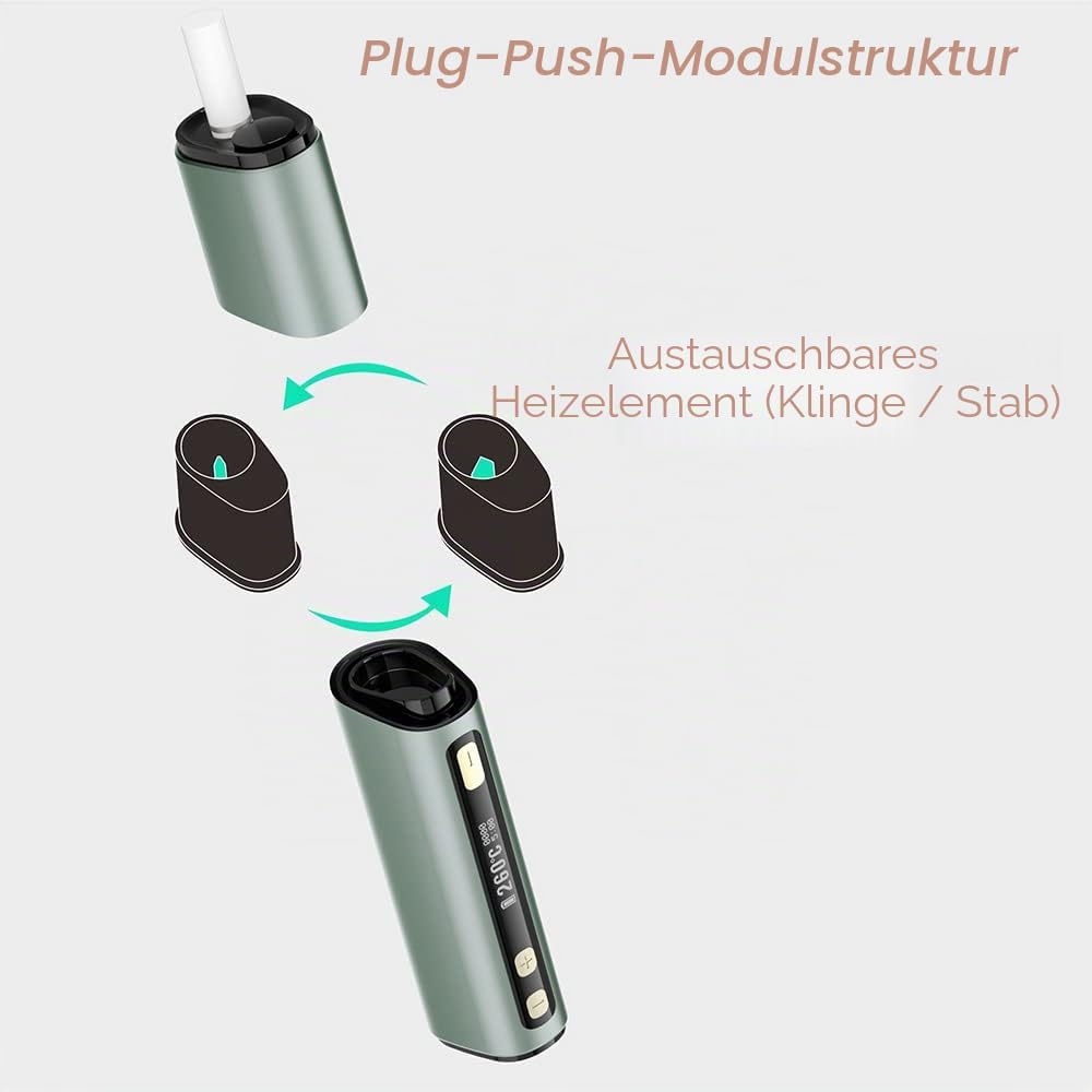 LAMBDA Dual Heat Not Burn Device 3200 mAh OLED Display Einstellbare Temperatur Heizung Grün