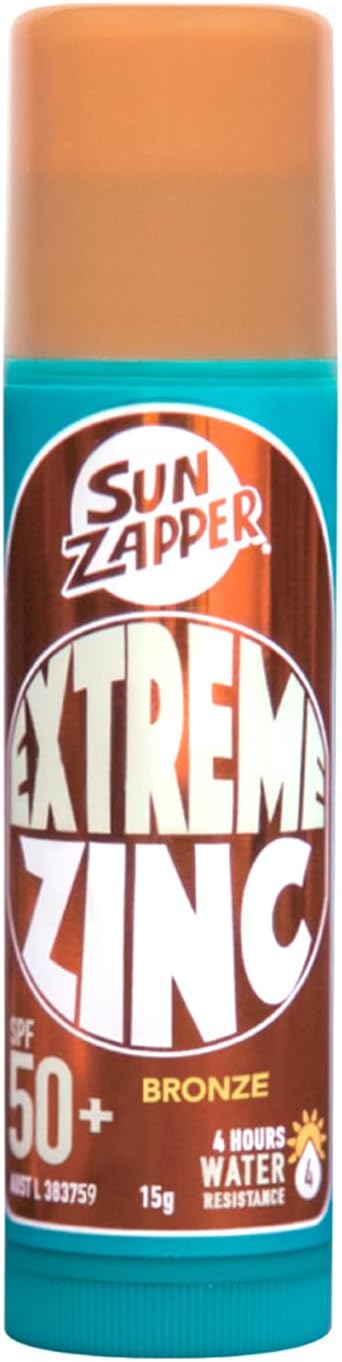 Sun Zapper (Bronze) Extreme Zinc Stick - Bronze/Darker Skin Tone Mineral Sunscreen Stick SPF50+ UVA/UVB+ Unbeatable Sun Protection Sunblock, Sun Cream Made in Australia
