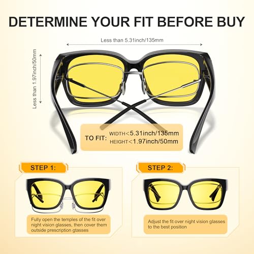 JASPIN Night Driving Glasses for Women Men - Night Vision Glasses Polarized Anti Glare Fit Over Glasses with Yellow Lens by JASPIN - Used condition - Image 5