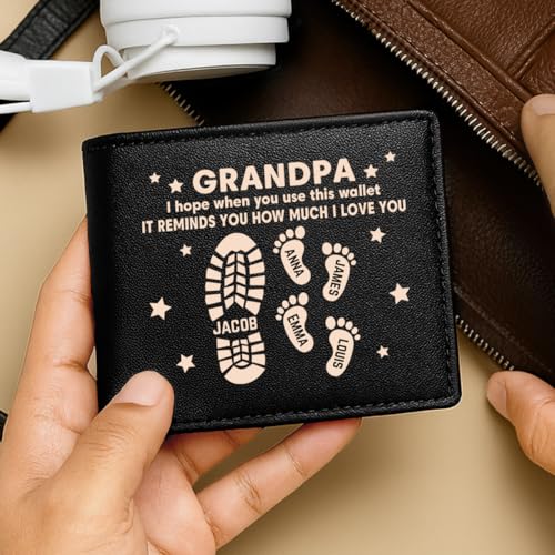 DOPTIKA I Hope When You Use This Wallet It Reminds You How Much I Love You, Custom Billfold Wallet For Men, Fathers Day Birthday Gifts For Daddy, Best Grandpa Gift, Dad Gifts From Daughter, Son2