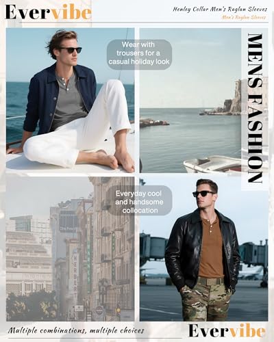 3 Pack Men's Big and Tall Waffle Henley T-Shirts, Raglan Short Sleeve Button Oversized Tops Basic Tees with Pocket4