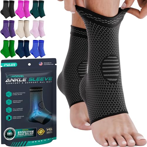 Image of Modvel Foot & Ankle Brace Socks for Sprained Ankle Compression Sleeve - Foot Support for Women & Men - Tendonitis & Arthritis Ankle Brace Sports Running, Torn Ligaments & Women Stabilizing Ankle Wrap