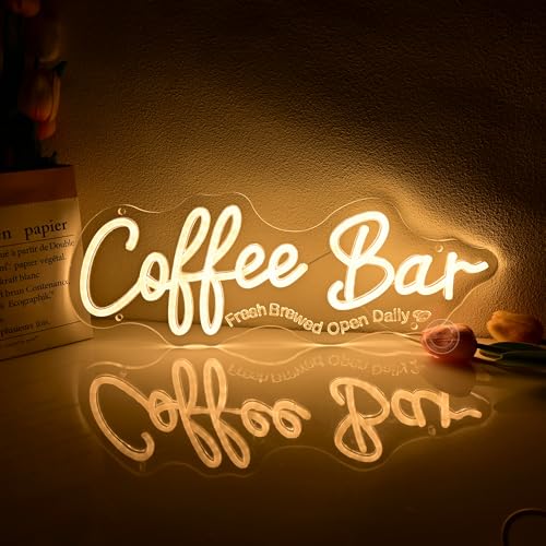 Image of Britrio Coffee Bar Neon Sign for Home Coffee Station Kitchen Wall Decor LED Light Up Business Neon Sign Cafe Shop Pub Counter Restaurants Window Display Birthday Party Decor 5V USB 15.75''