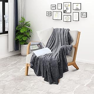 Kaket Flannel Blanket 70 x 100 CM, Soft Fluffy Warm Flannel Throws, Ultra Soft Small Blanket Throw for Bed Sofa Couch (Dark Grey, 70 x 100 CM)