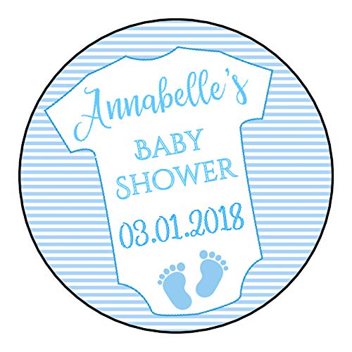 Personalised Round Baby Shower Party Favour Sweet Bag Stickers Baby Grow (35 Stickers (37mm each))