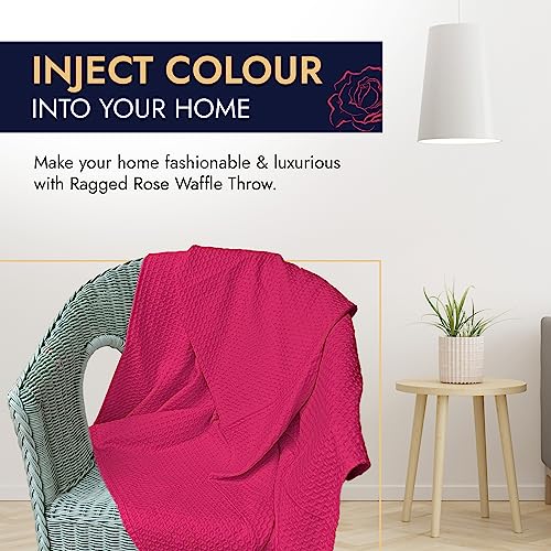 Ragged Rose 140 cm x 180 cm Waffle Throw, Versatile Indoor & Outdoor Throw Waffle Weave Cotton with Corner Tassles - Image 2