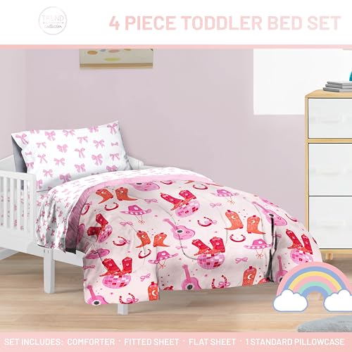 Image of Trend Collector Cowgirl Toddler Comforter Set 4 Piece Bedding, Pink
