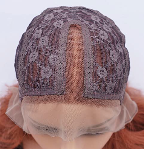 Rugelyss Fashion Glueless Auburn Copper Red 24Inch Long Natural Wavy Free Part Small Area Lace Front Wigs Heat Resistant Synthetic Hair Wig For Women (Copper Red) #TOP7