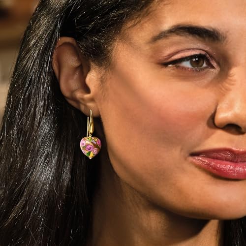 Ross-Simons Golden and Rose Murano Glass Heart Drop Earrings in 18kt Gold Over Sterling2