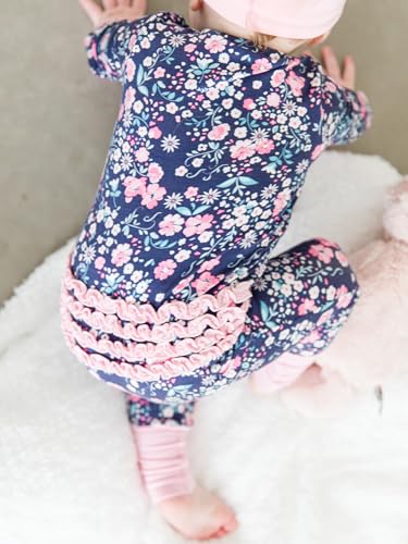 RuffleButts Moonlit Meadow Ruffle One Piece Convertible Pajamas - 6-12m4