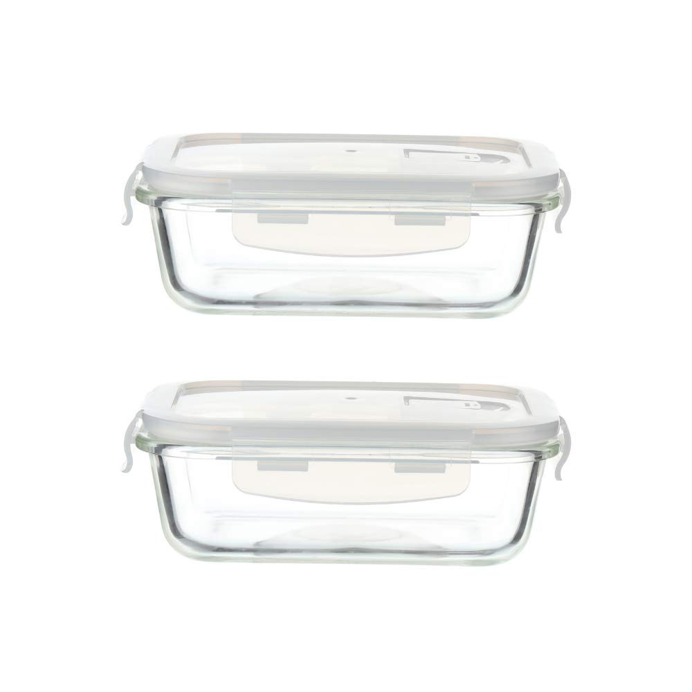 Buy Femora Borosilicate Glass Microwave Safe Rectangle Food Storage Container with Air Vent Lid