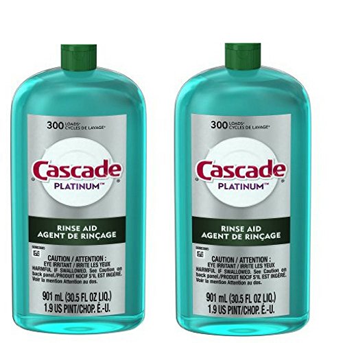 Cascade Rinse Aid Platinum, Dishwasher Rinse Agent, Regular Scent, 30.5 oz (2 Pack (30.5 oz))