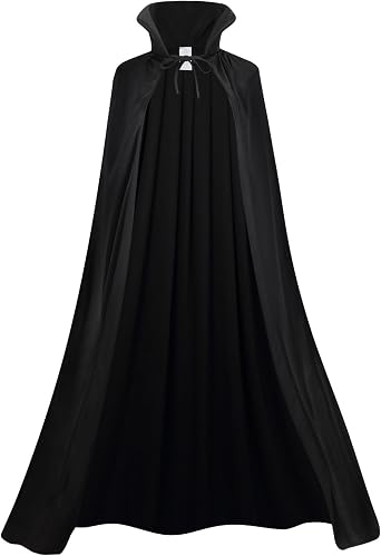 Adult Vampire Cloak Men Women Two Sides Reversible Stand Collar Magician Cape Black Halloween Devil Witch Masquerade Cosplay 35.4Inch