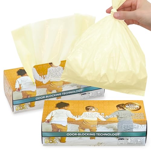 Image of BOS Odor-Sealing Dirty Diaper Trash Bags - Scent & Smell Free - Cream Yellow - Medium (Pack of 2)