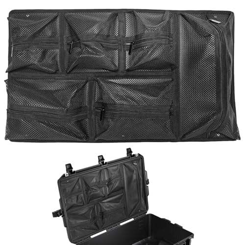 Image of LAFENLIN Lid Organizer for Pelican 1595 Case, Hook & Loop (Screws Inc.) | Upgraded 6-pocket Thick Mesh Lid Organizer for Photographers & Divers. Secures Camera Gear & Tools, No More Loose Items