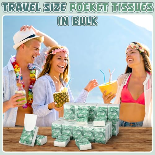 Image of Therwen 100 Pack Pocket Tissues Travel Bulk 1000 Sheet, Palm Theme