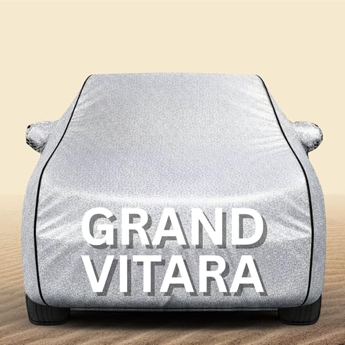 Image of 100% Waterproof Grand Vitara Car Cover Heavy Duty - Premium Polyester Car Body Cover, All Weather Outdoor Protection, UV Resistant, Dustproof, Windproof, Heat Resistant, Scratch Resistant (Silver)