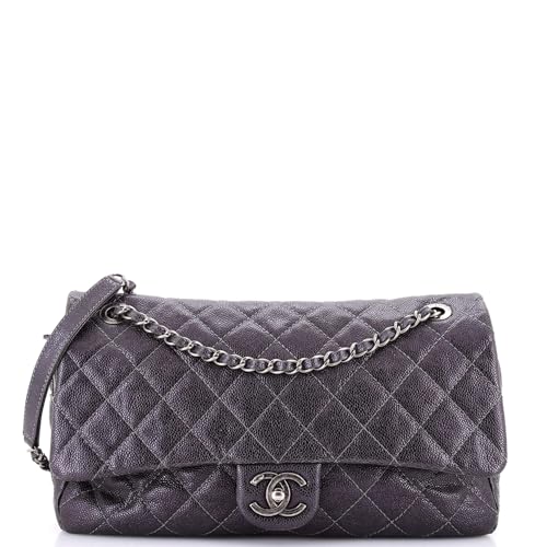 Pre-Loved Easy Flap Bag Quilted Caviar Jumbo, Gray