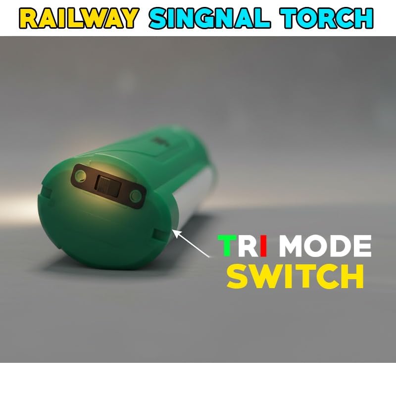 Image of 4-in-1 LED Railway Signal Torch,Railway tri Colour Torch,All Right Light (Green),Rechargeable Flashlight for Railway Signaling,