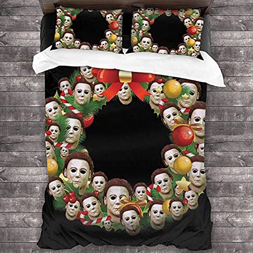 BOKAQI Juego De Ropa De Cama, Funda Nórdica Y Funda De Almohada De Microfibra, Ropa De Cama De Tres Piezas con Estampado Digital 3D Curse of Michael Myers,C,260×220cm