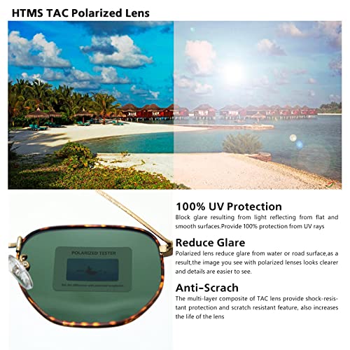 Image of Hipster Hexagonal Polarized Sunglasses Men Women Geometric Square Small Vintage Metal Frame Retro Shade Glasses