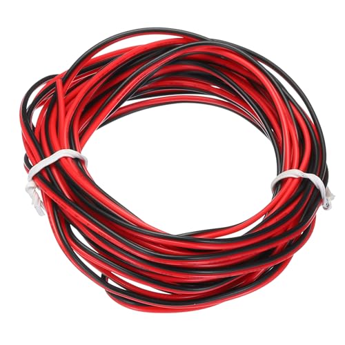 QUARKZMAN Cable Paralelo de 2 Conductores de PVC de Calibre 26, de 14.8 Pies de Largo y 0.06' de Diámetro, Rojo y Negro, Cable Flexible de 26 Awg para Extensión de Cable Led RGB