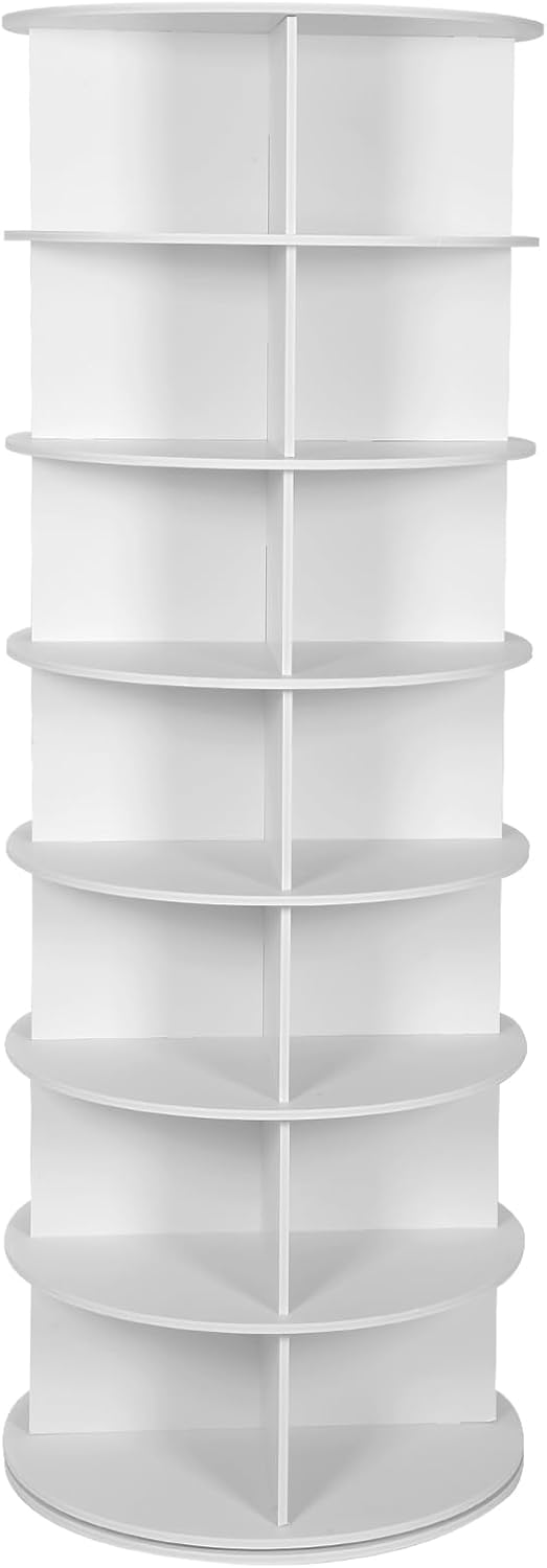 Rotating Shoe Rack Tower 7 Tier Organizer, Vertical Spinning Shoe Display Lazy Susan, Revolving 360 Ivor Shoe Rack Storage Round Carousel, Rotate Shoes Closet Organization for Entryway Living Hallway