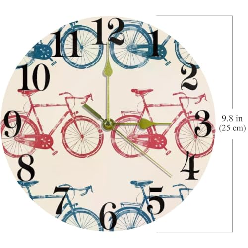 Horloge murale en forme de vélo pour cuisine et bureau au design rétro bleu