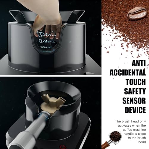 Limpiador automático de portafiltros de café, Sensor de Seguridad Anti-Falso Contacto con 3 Cabezales de Cepillo para una eliminación eficiente de los posos de café.