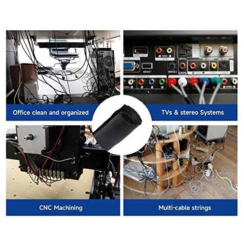 Sonoreboom MTCRLSLVTUB Braided-Wiring-Loom Black Mesh Woven Split-Sleeves For Automotive/Electrical/Multi-Cable Strings Cabling Management Protector Covering thumb #4