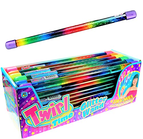 JA-RU Glitter Wand - Twirling Baton for Kids (24 Units) 12" Colorful Batons for Twirling, Gymnastics Toys for Girls, Party Favors, Birthday Gifts, & Classroom Prizes. 2002-24s
