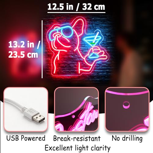 Image of Red&Blue Neon Sign Led Neon Lights Signs for Wall Decor USB Powered Led Signs for Room Decoration-Cocktail Dog