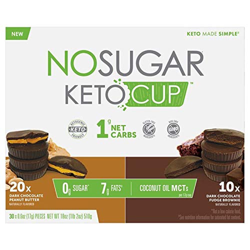 NO SUGAR KETO CUP 30 x0.6oz (17g) Pieces NET WT 18 oz (1lb 2oz) 510g