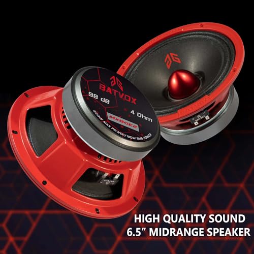 Image of MX80E2 Loudspeaker 8 Inch Midrange 640 Watts 4 Ohms Red Bullet, Premium Quality Audio Door Speakers for Car or Truck Stereo Sound System, Red (2 Speakers)