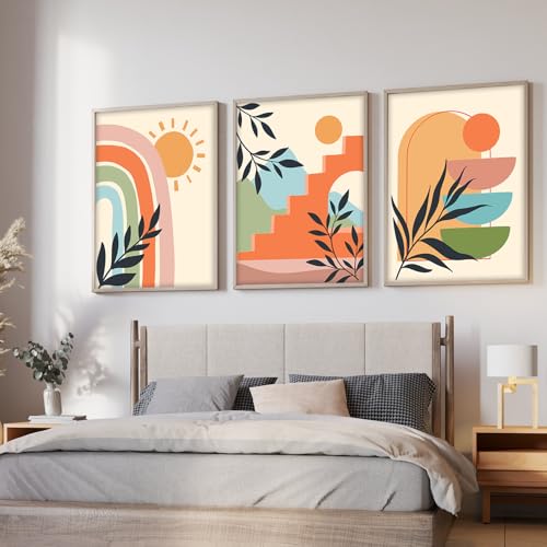 Image of BANGERZ Wall Art Painting Boho Artwork Living Room and Bedroom Frames Decor, Office and Framed Hotel Decoration Big Size Set of 3 (Artwork 1, 19x25 inch)