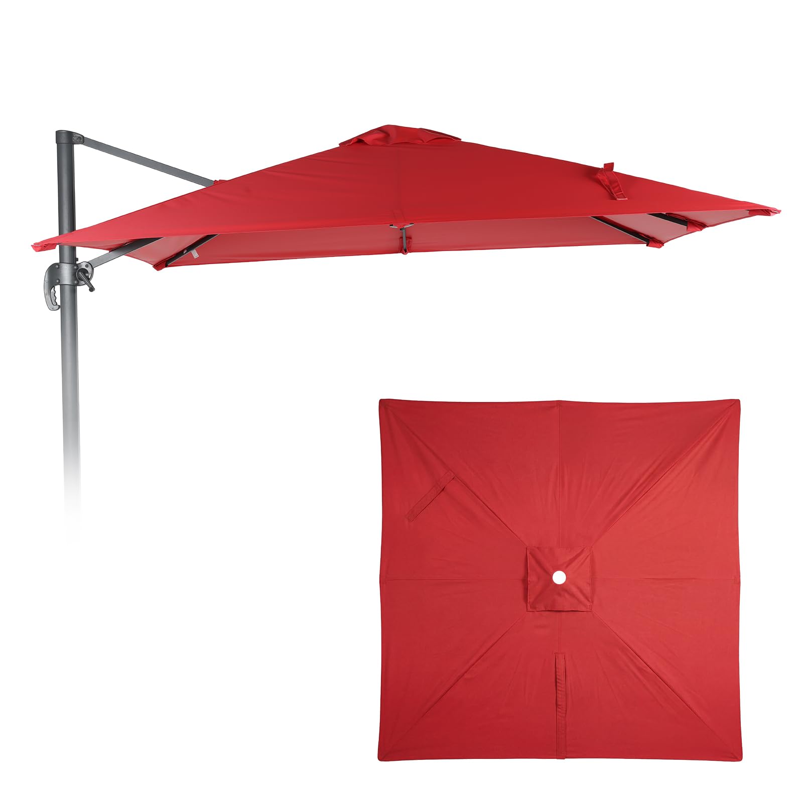 COWVIE 3m Cantilever Umbrella Canopy Replacement for 8 Ribs Offset Umbrella, Outdoor Square Parasol Replacement for Yard, Canopy Only