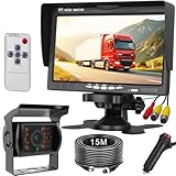 ★ Caméra de recul étanche IP68, couleur HD - Angle de vision de 120 degrés, 18 LED IR pour la vision nocturne, bonne performance de jour comme de nuit, passe automatiquement en IR lorsque le niveau de lumière est faible champ de vision. Vous pouvez le faire fonctionner tout le temps lorsqu'il est connecté à une source d'alimentation de 12 V-24 V.