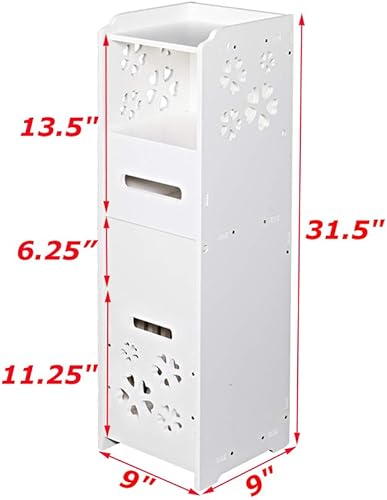 Miniatura 2 de Armario de almacenamiento para baño multifuncional armario de baño con 3 estantes estante de torre independiente con basura