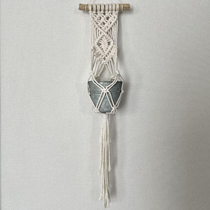 マクラメ 流木 プラントハンガー 流木マクラメ編みプラントハンガー(アイボリー) その他インテリア雑貨
