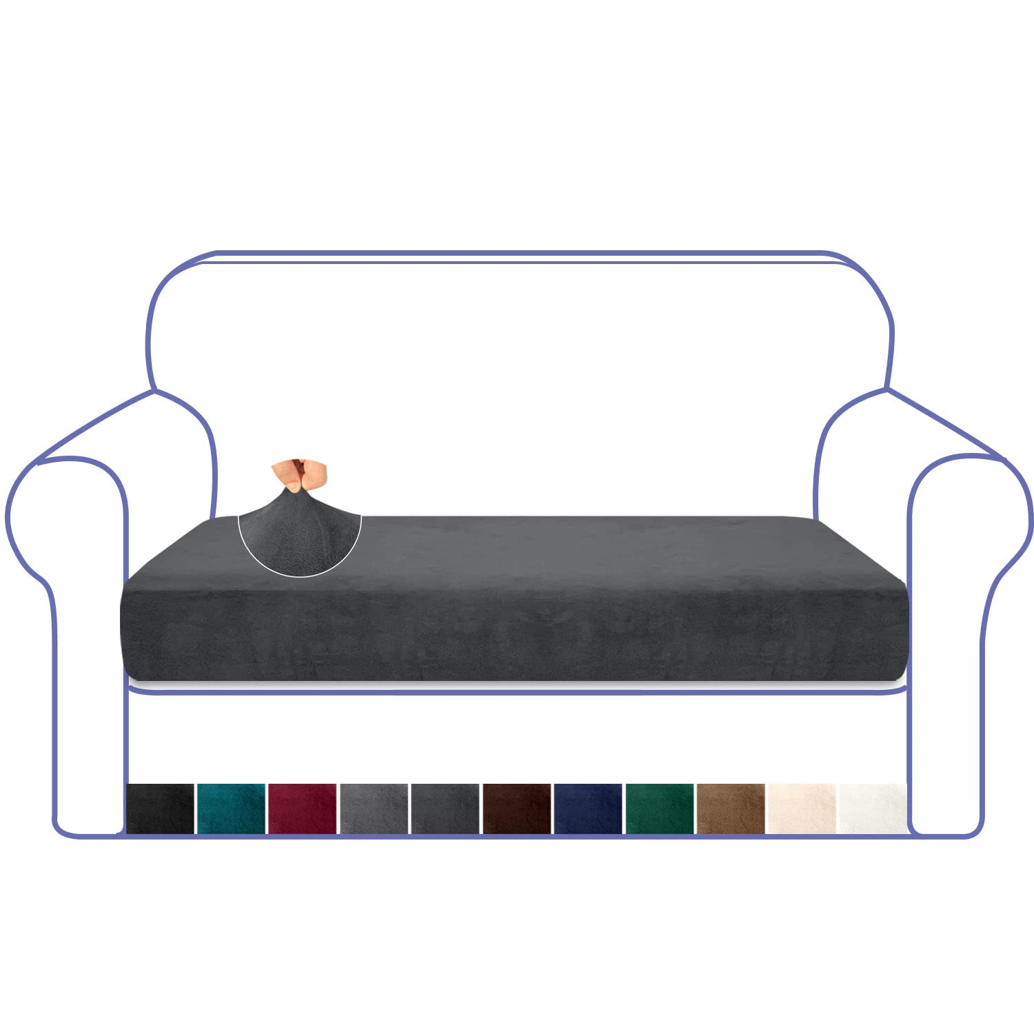 Granbest Luxuriöser Samt Sofa Sitzkissenbezug, Hochelastisch