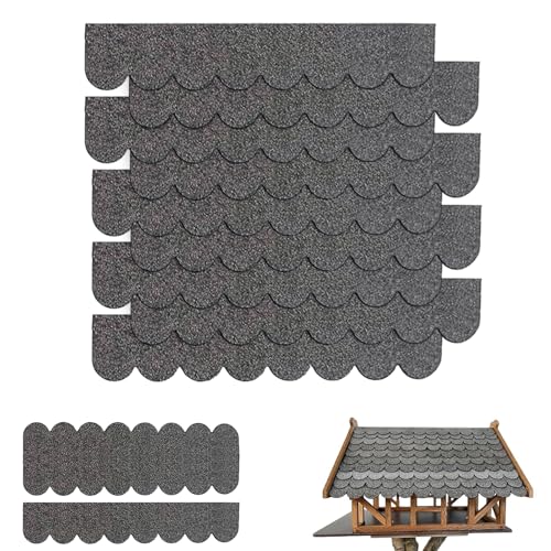 53 tejas de tejado betún autoadhesivas, mini tejas de techo para cobertizo de jardín, pajarera, caja de cartas, nicho para perros, impermeable, resistente a las temperías, fácil colocación (fieltro)