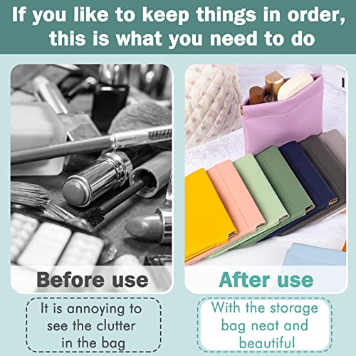 6Pcs Small Makeup Bag for Purse Pouchic Lambskin Pocket Cosmetic Bag Squeeze Top Waterproof Travel Makeup Bag No Zipper Portable Mini Makeup Pouch Self-Closing Colorful Pouch for Women Girls3