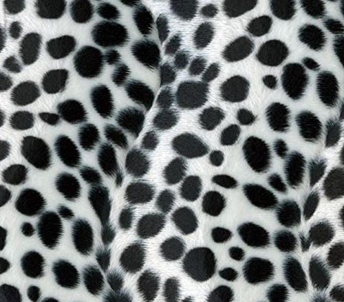 Velboa Fabric Faux Fake Animal Fur White and Black Dalmatian / 60