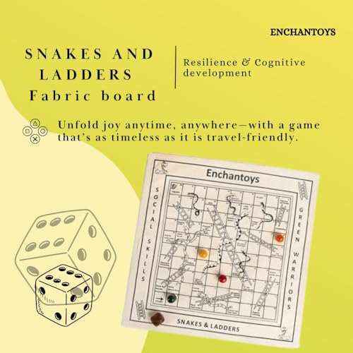Image of Snakes and ladders Cotton Fabric Board Game | Vaikuntapali | Moksha Patam | Saap Seedhi |Parama Padam Board Game | Chutes and Ladder | Gyan Chauper | Old Time Game