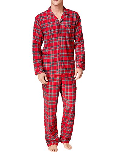 Qinni-shop Men's Red Plaid Pajamas Home Pajamas For Christmas (Red, L)