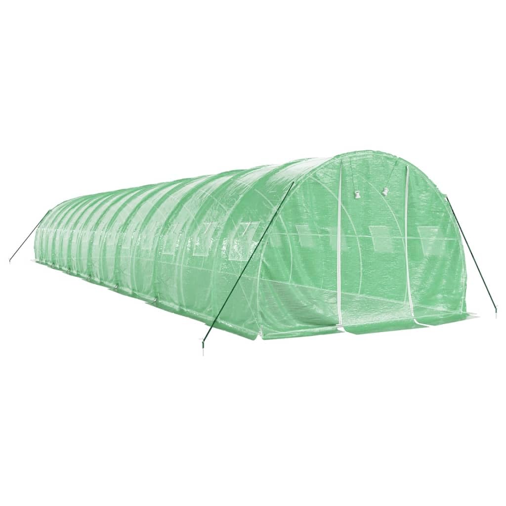 Homgoday Invernadero con Estructura de Acero Verde 42 m² 14x3x2 m, Invernadero Caseta Jardín Terraza Plantas Semilla Cultivo Huerto Verduras Cubierta Casero