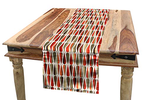 Ambesonne Retro Table Runner, Sixties And Seventies Style Geometric Round Shaped Design With Warm Colors Print, Dining Room Kitchen Rectangular Runner, 16" X 72", Orange Cream #TOP14