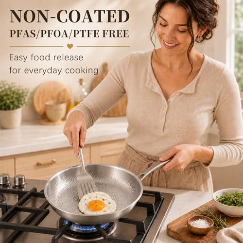 Hapetll Titanium Pans for Cooking, 10/12Inch No Coating Non-stick Titanium Cookware, Best Pans for Cooking - Free of PFAS/PFOA/PTFE, Induction & Oven-Safe, Dishwasher Safe (10in) — view 2