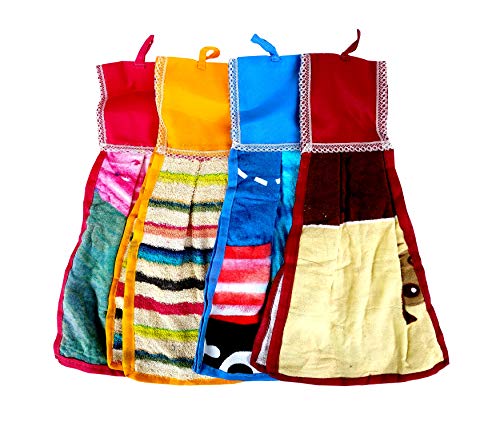 Image of Space Fly 500 GSM Multicolor Cotton Kitchen Hanging Towels - 25x45 CM | Soft & Absorbent Hand Towels with Loop Hook for Bathroom & Kitchen Use | Quick-Dry, Washable Dish Towel (Set of 3)